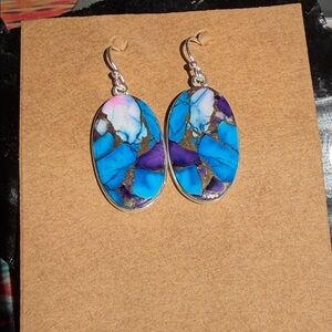 Dahlia Blue and Purple Dangle Earrings 925